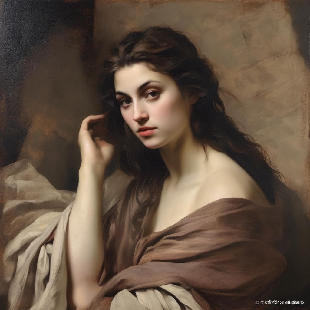 Ομορφία σύγχρονης τέχνης, πορτρέτο γυναίκας με έντονο βλέμμα και καλλιτεχνικό ύφος.